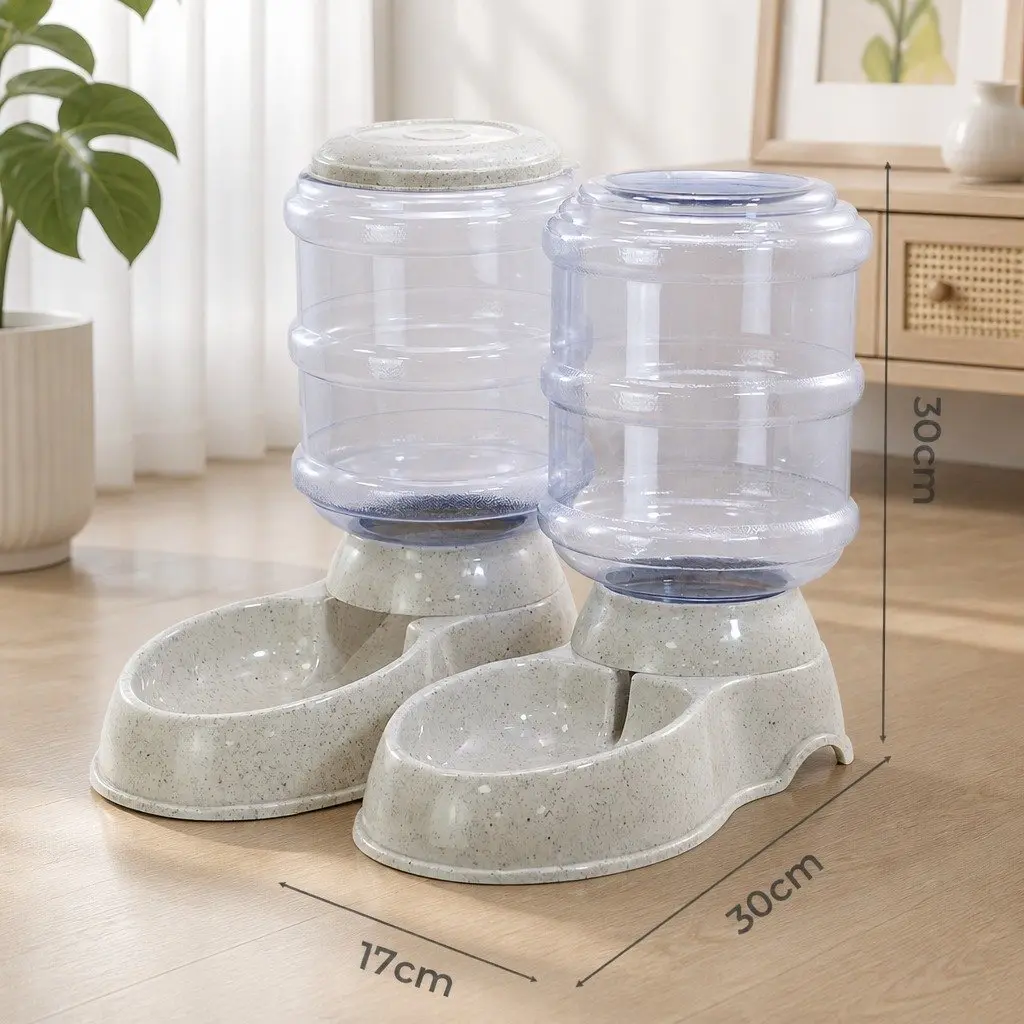 Automatic Pet Feeder Water Dispenser Set 3.5L Gravity System Cats Small Dogs