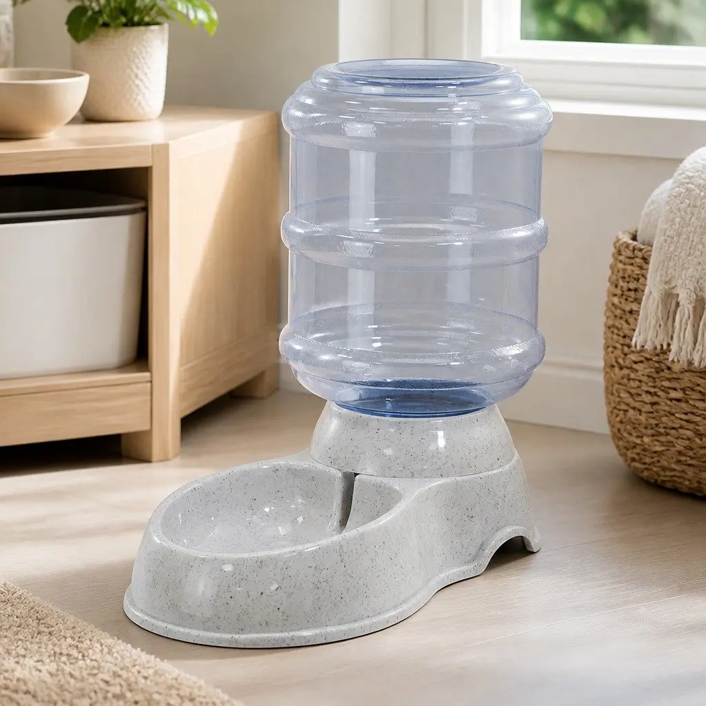 Automatic Pet Feeder Water Dispenser 3.5L Gravity Food Bowl Cat Dog Grey