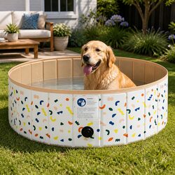Foldable Pet Swimming Pool 120cm Dog Bath Portable Indoor Outdoor Water Play