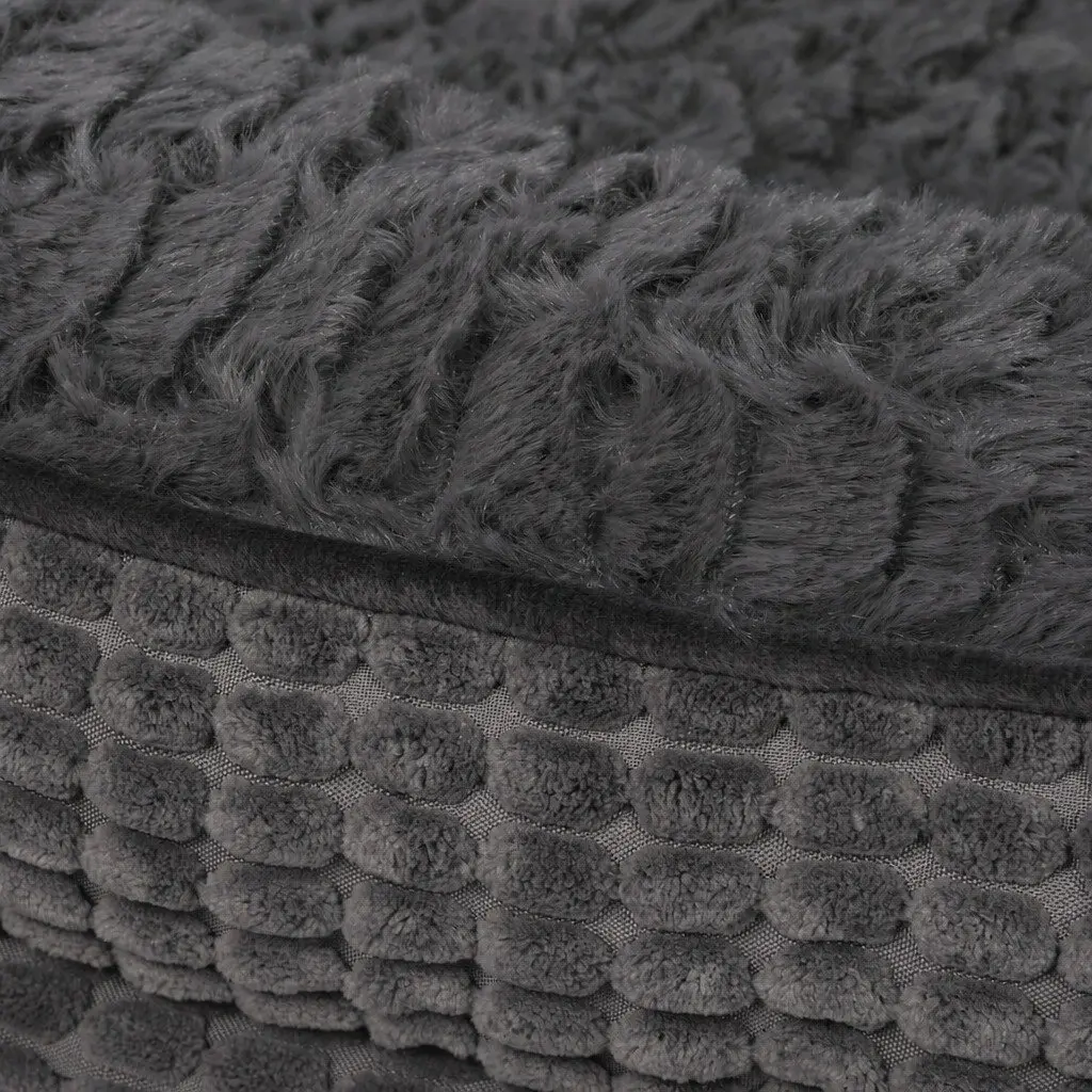 Orthopedic Plush Dog Bed XXL Soft Washable Pet Cushion Grey Bolstered Cosy