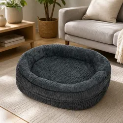 Orthopedic Plush Dog Bed Soft Washable Pet Cushion Bolstered Grey XXXL