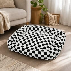 Dog Bed Calming Pet Plush Soft Washable Removable Cover Raised Bolsters Support