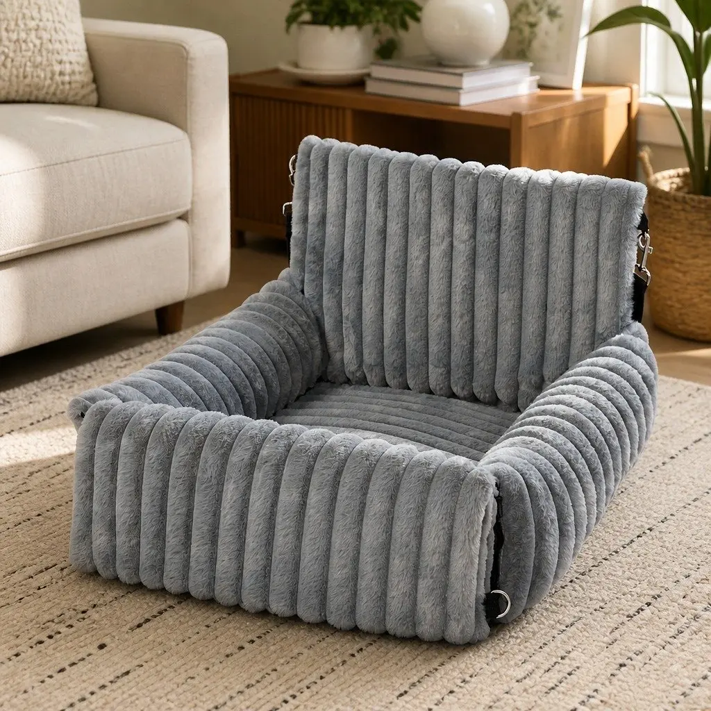 Dog Car Seat Booster Portable Washable Non Slip Dark Grey