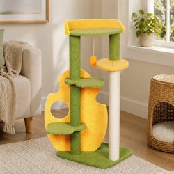 Cat Tree Kitten Furniture Condo Multi-Level Scratching Climbing Tower Playhouse