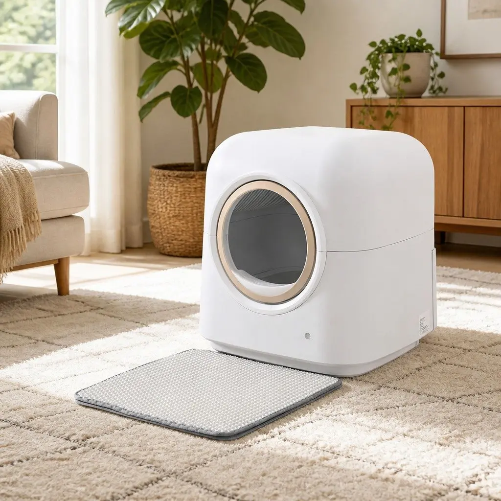 Automatic Cat Litter Box Self-Cleaning Wi-Fi Enabled White