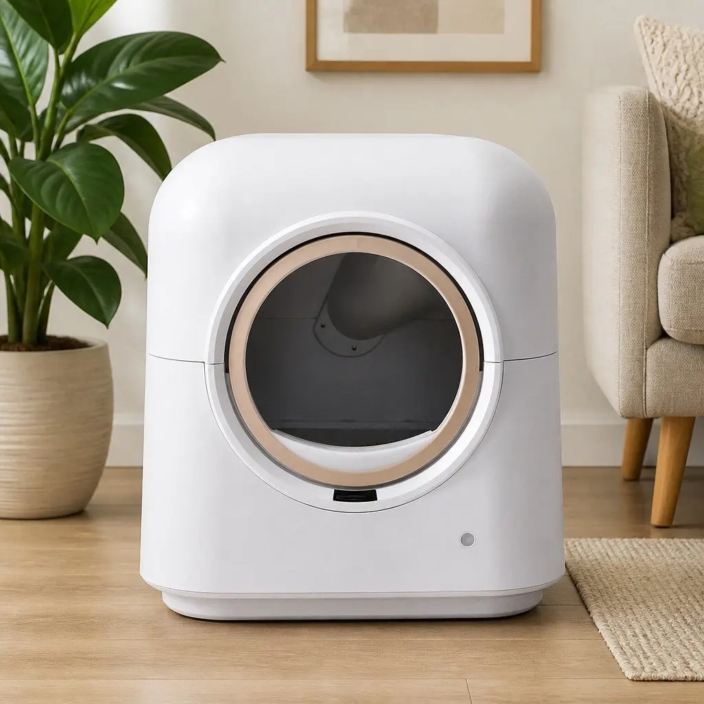 Automatic Cat Litter Box Self-Cleaning Wi-Fi Enabled White
