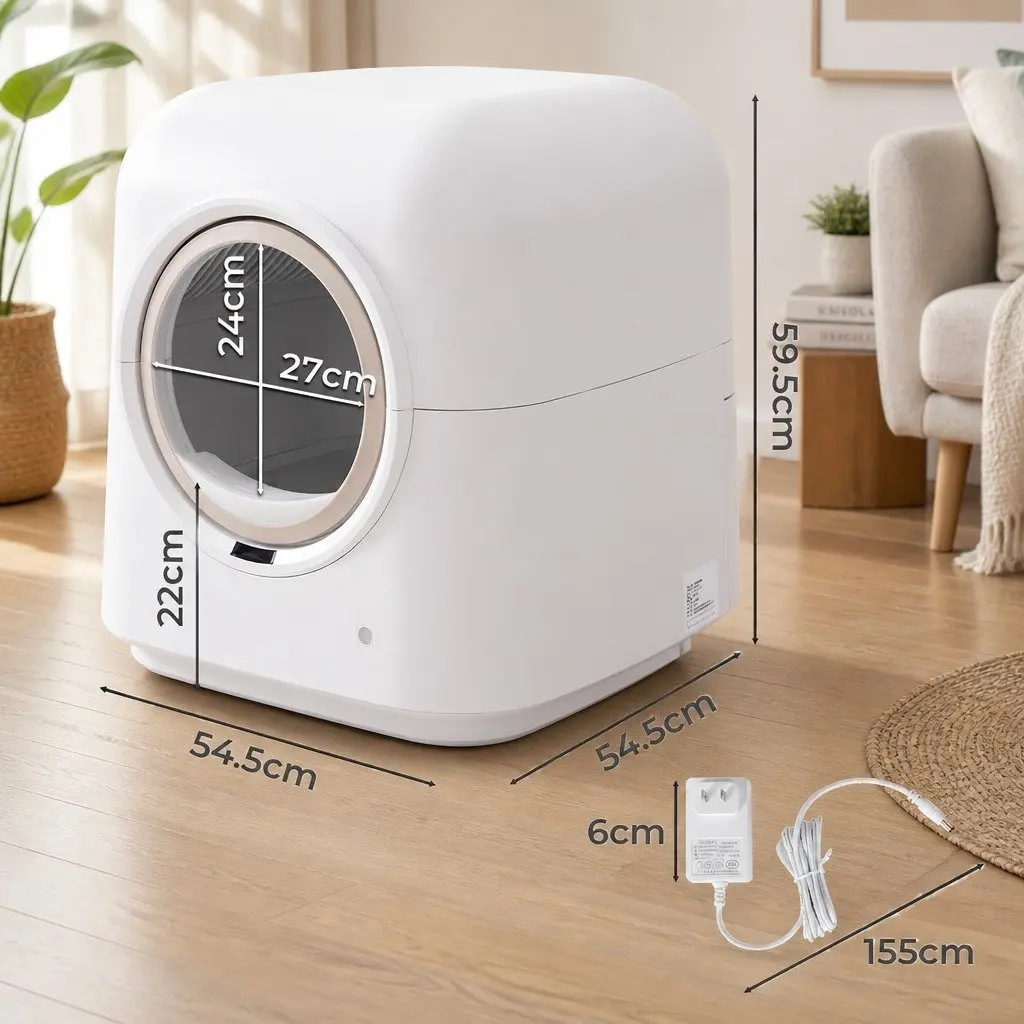 Automatic Cat Litter Box Self-Cleaning Wi-Fi Enabled White