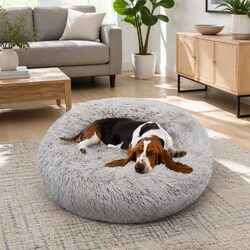 Large Round Dog Bed Plush Warm Nest Pet Bedding Comfortable Sleep 90cm Light