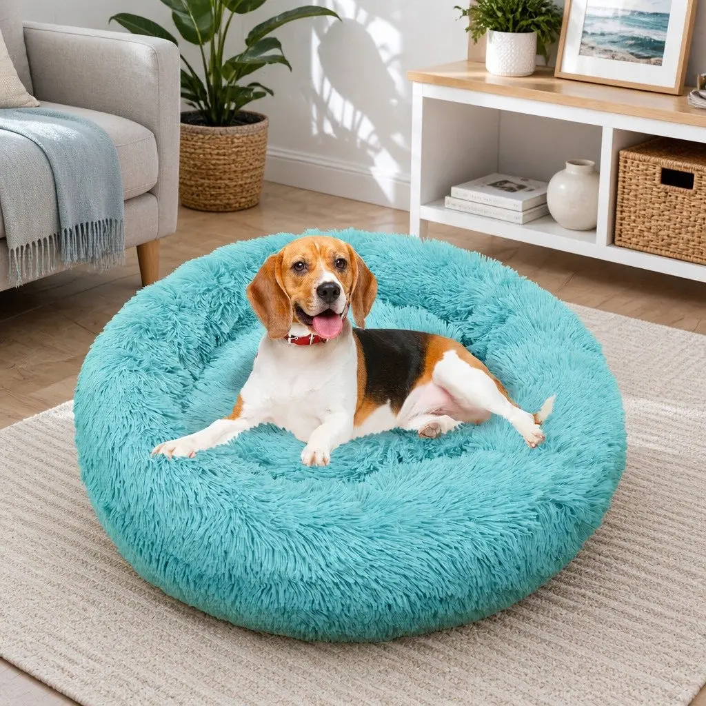 Dog Bed Plush Warm Nest Medium 70cm Green