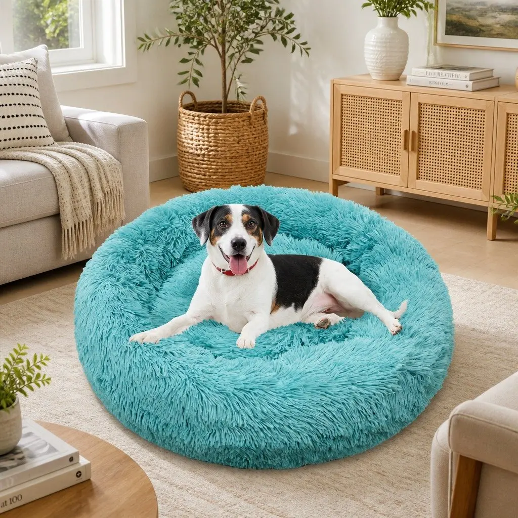 Dog Bed Plush Warm Nest Medium 70cm Green