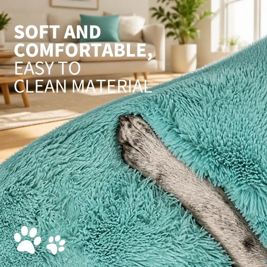 Dog Bed Plush Warm Nest 100cm Teal