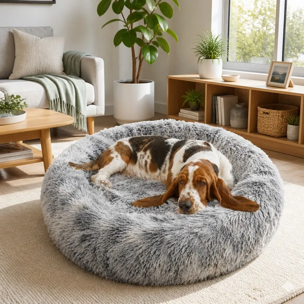 Pet Bed Calming Cave Extra Large Washable 100cm Dark Grey