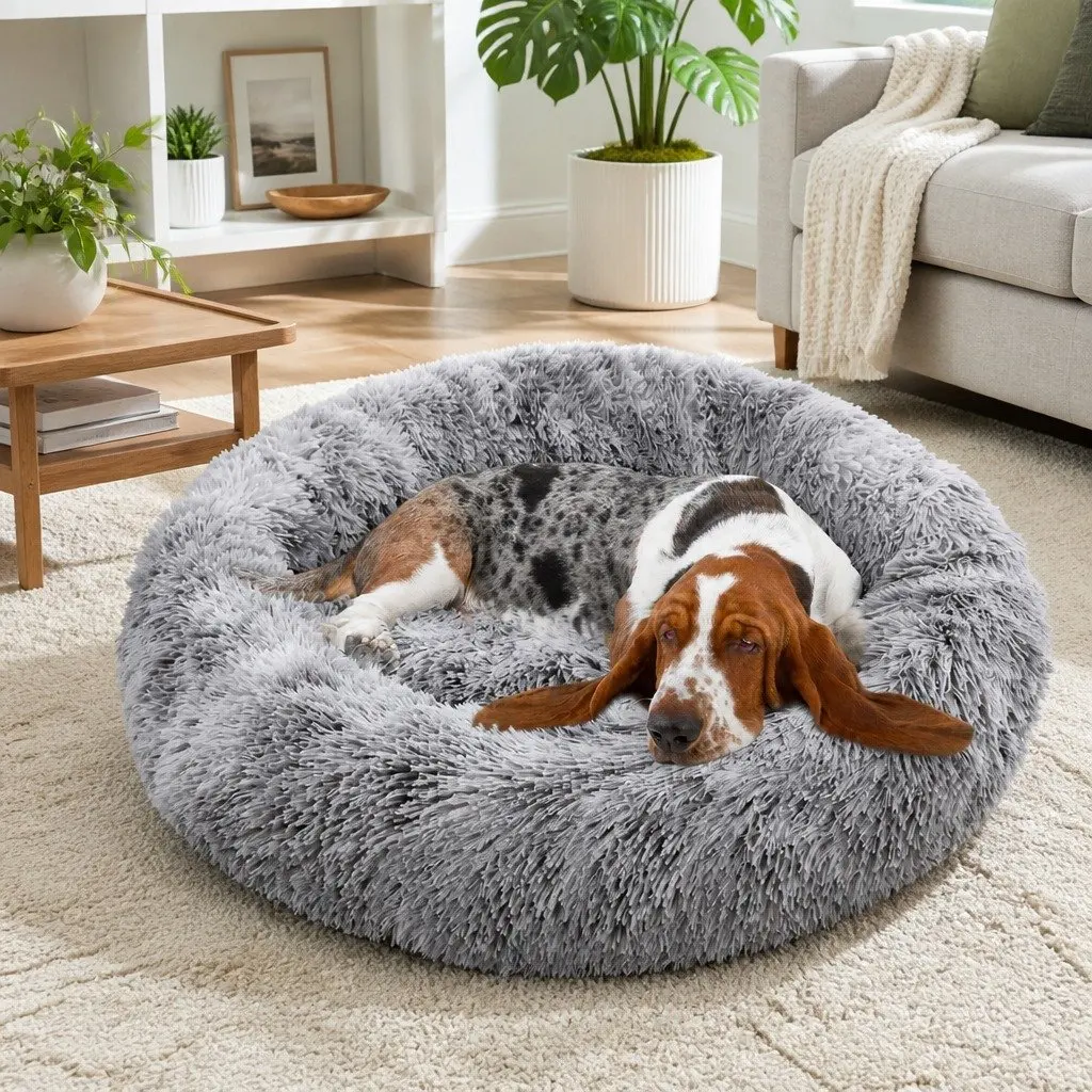 Pet Bed Calming Cave Extra Large Washable 100cm Dark Grey