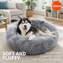 Pet Dog Cat Calming Bed Warm Soft Plush Sleeping Kennel Removable Washable 120cm
