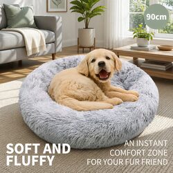 Large Pet Bed Calming Cushion Mattress Warm Soft Plush Comfy Sleeping Pad 90cm