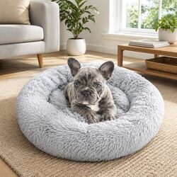 Pet Calming Bed Round Nest Warm Plush Washable Sleeping Comfort Dog Cat