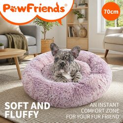 Pet Calming Bed Donut Cushion Large Comfy Mat Puppy Cat Dog Plush Nest Lounger
