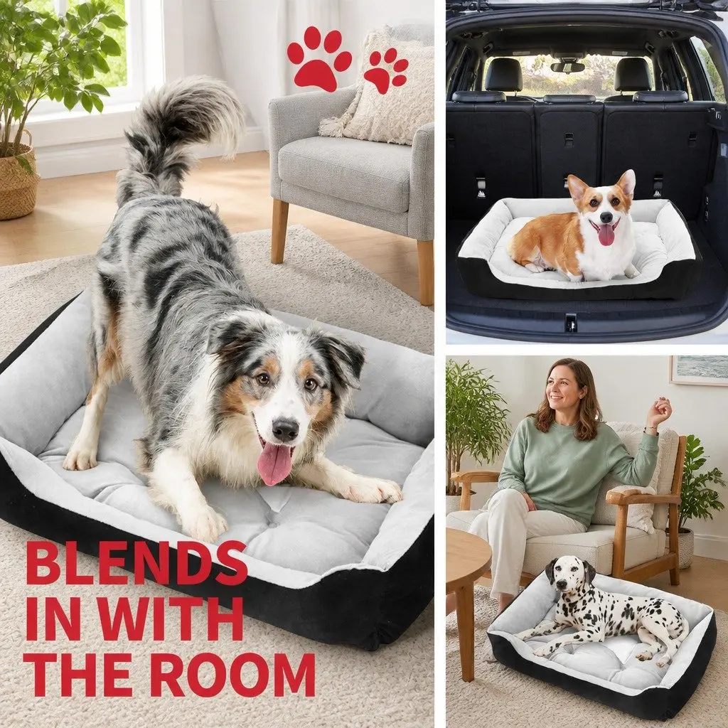 Pet Bed Washable Soft Warm Mat for Dogs Cats Large Medium Black