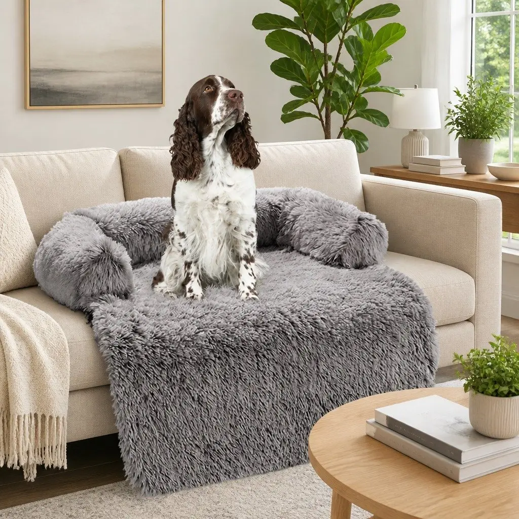 Pet Sofa Bed Dog Calming Cushion Plush Mat Cover Protector Large