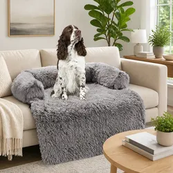 Pet Sofa Bed Dog Calming Cushion Plush Mat Cover Protector Large