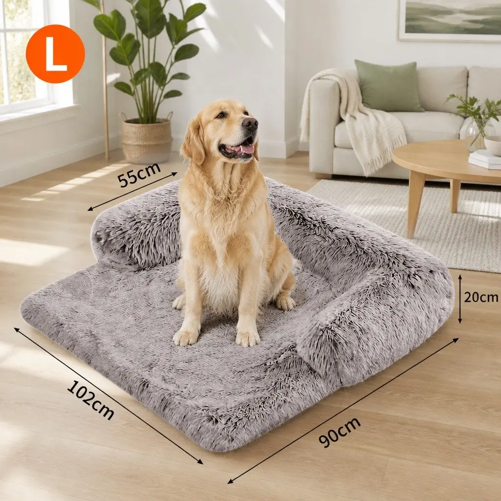 Dog Couch Protector Calming Cushion Plush Large Gradient Brown