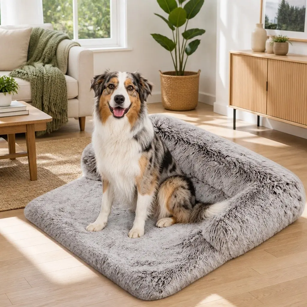 Dog Couch Protector Calming Cushion Plush Large Gradient Brown