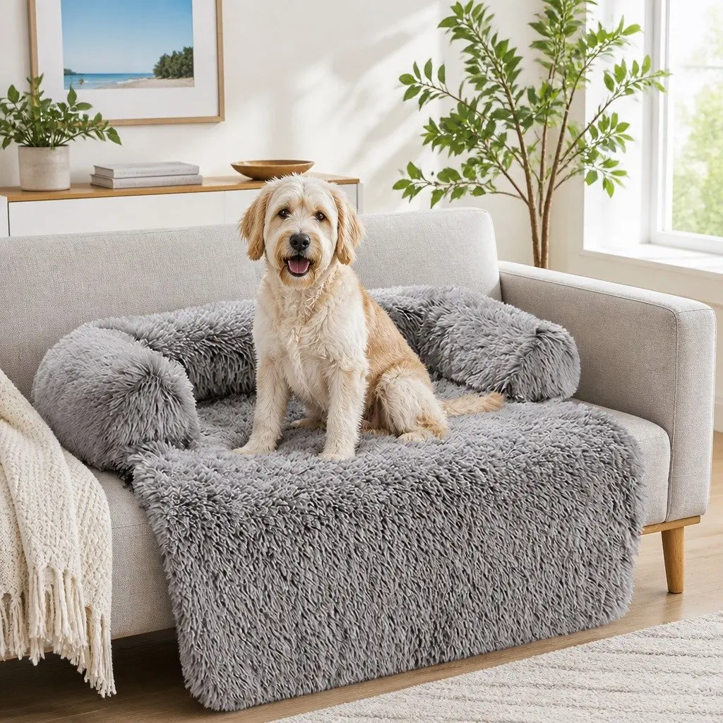 XL Pet Sofa Bed Dog Calming Cushion Plush Mat Cover Protector Furniture