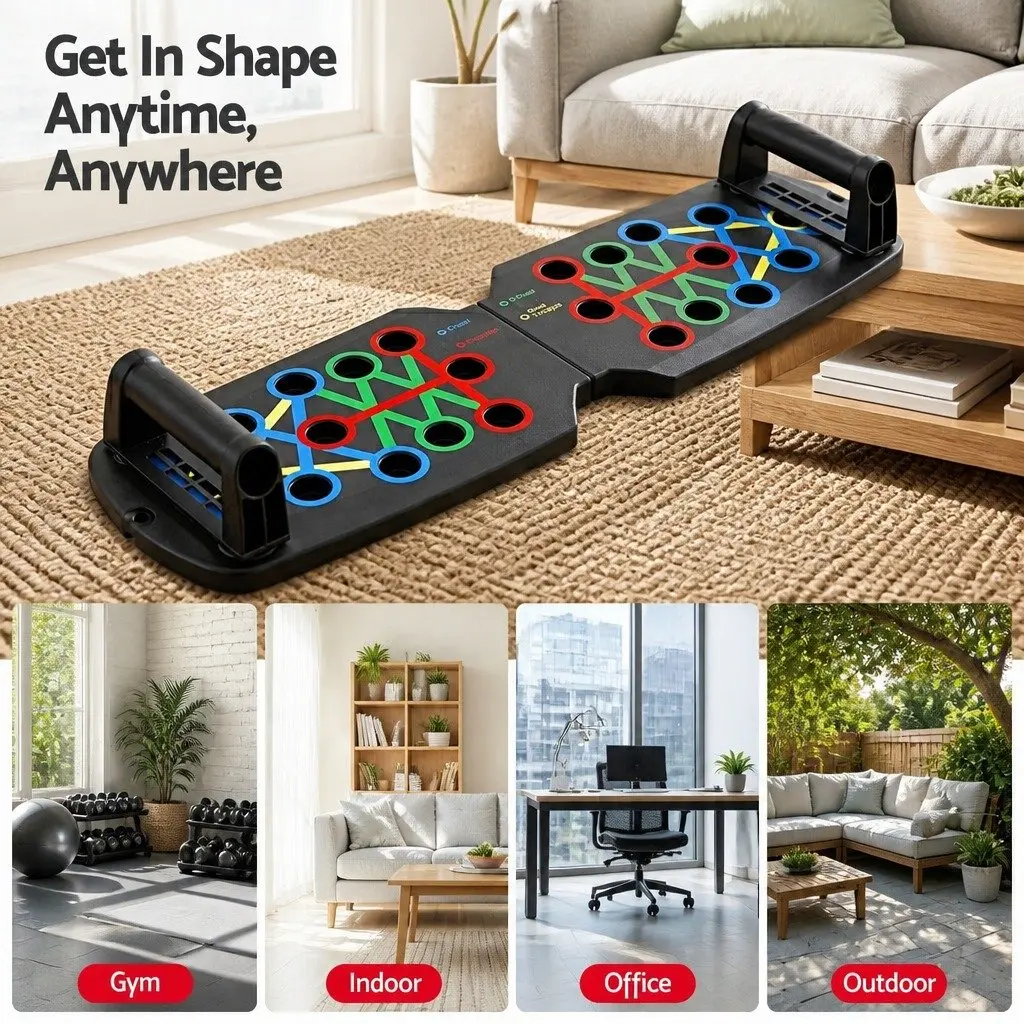 Push Up Board Multi Function Workout Rack Black Portable Fitness