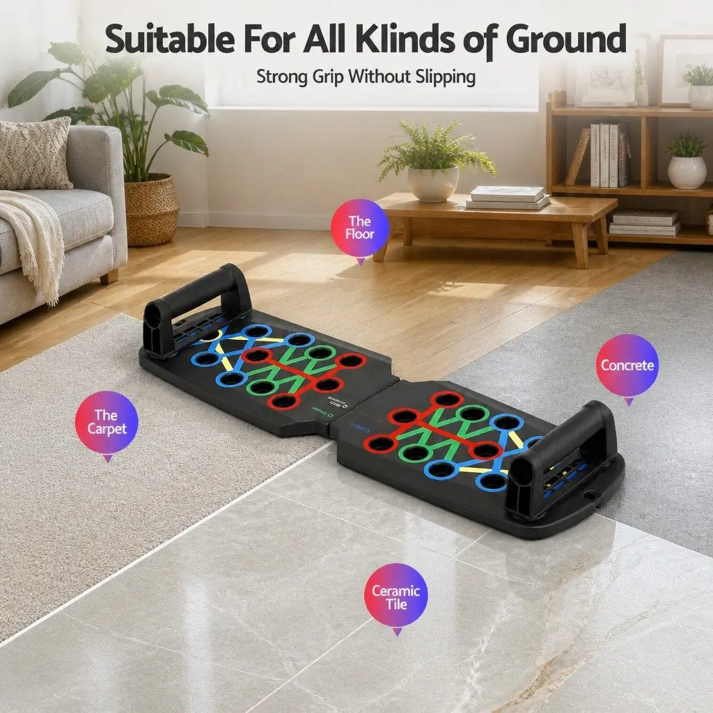 Push Up Board Multi Function Workout Rack Black Portable Fitness