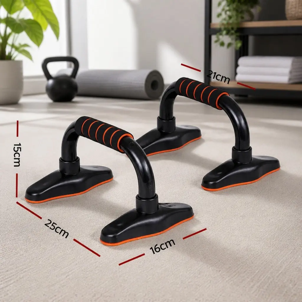 Push Up Bars Ergonomic Handles Compact Non-Slip Base Orange and Black