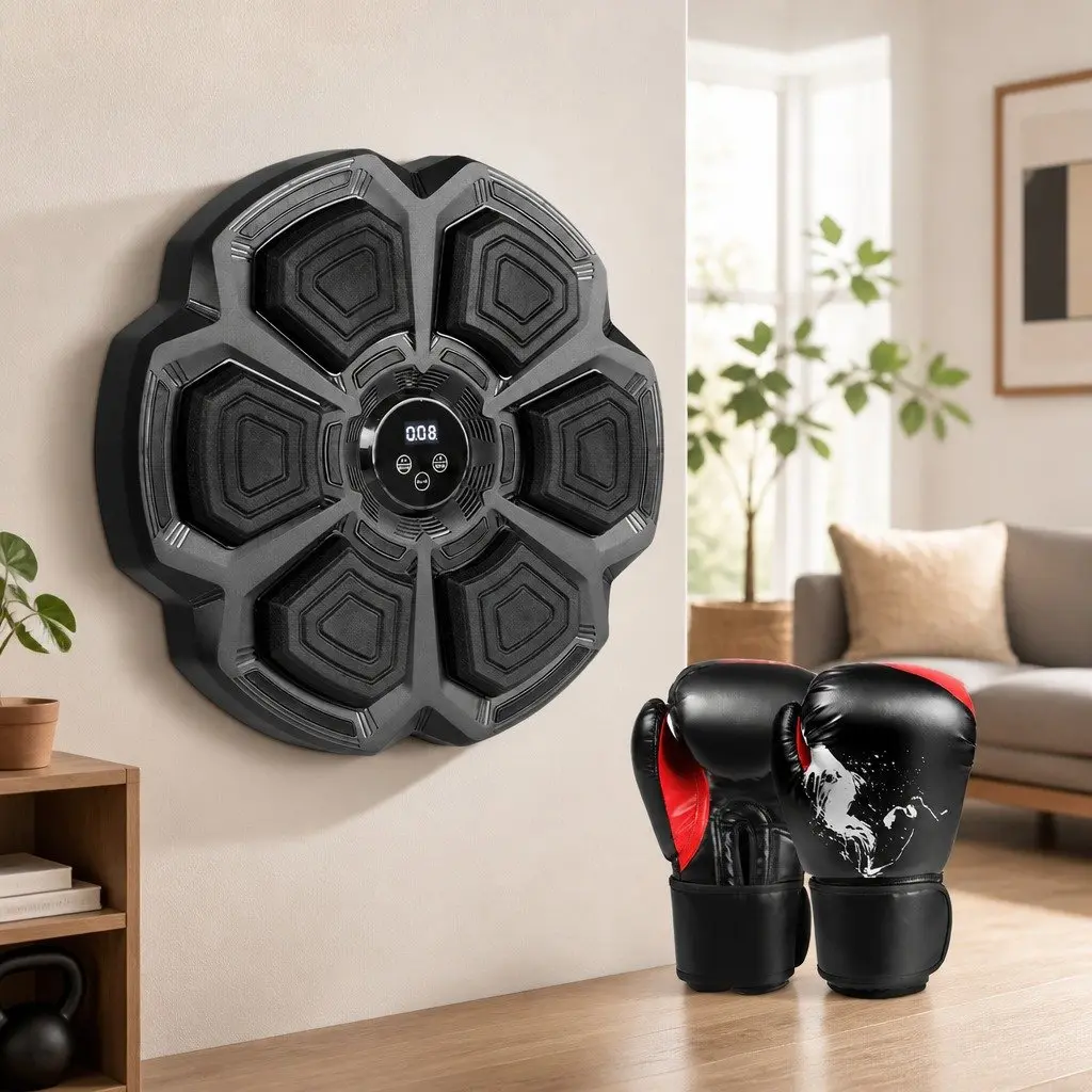Music Boxing Machine Punching Pad Bluetooth Connectivity 8OZ Gloves Wall Mount Home Fitness