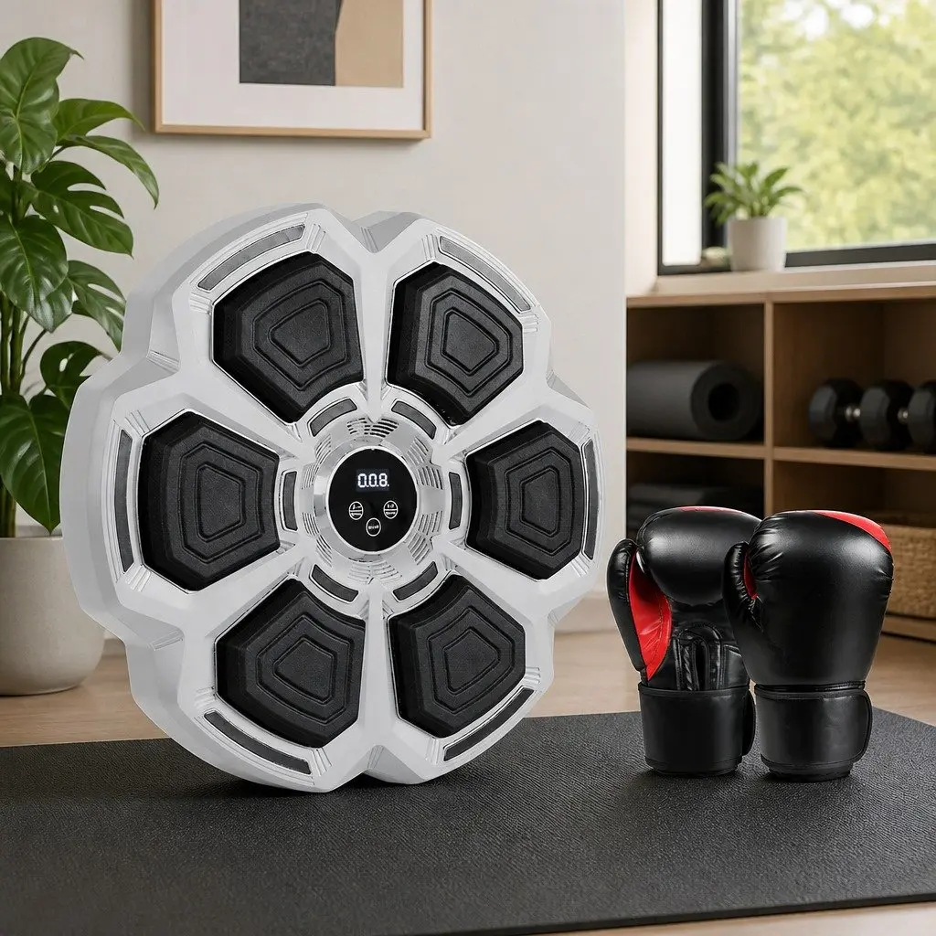 Music Punching Box with Bluetooth Connectivity 12OZ Boxing Gloves Grey