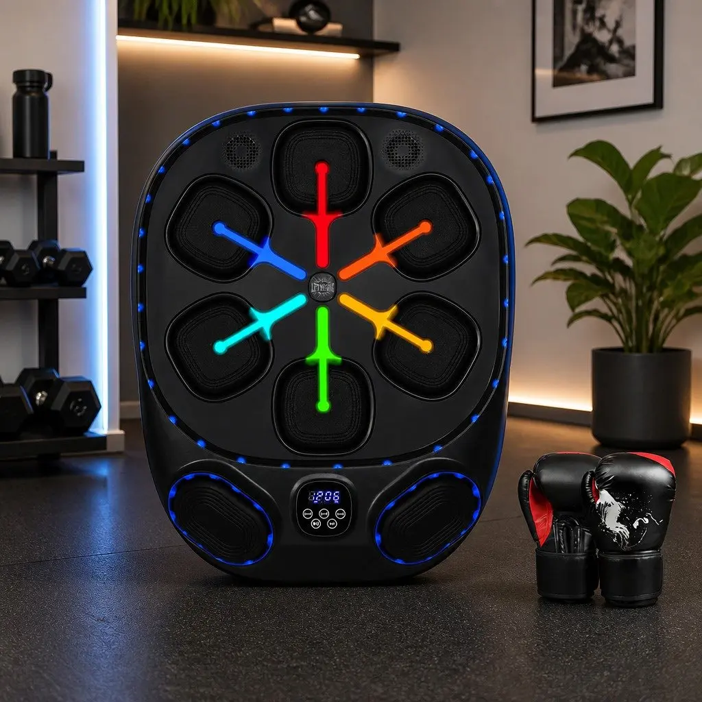 Music Boxing Machine Adjustable Speed Home Workout Punching Bag Black