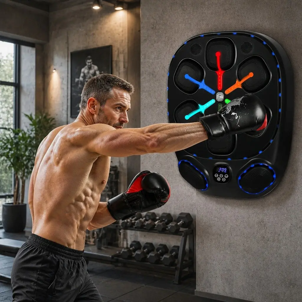 Music Boxing Machine Adjustable Speed Home Workout Punching Bag Black