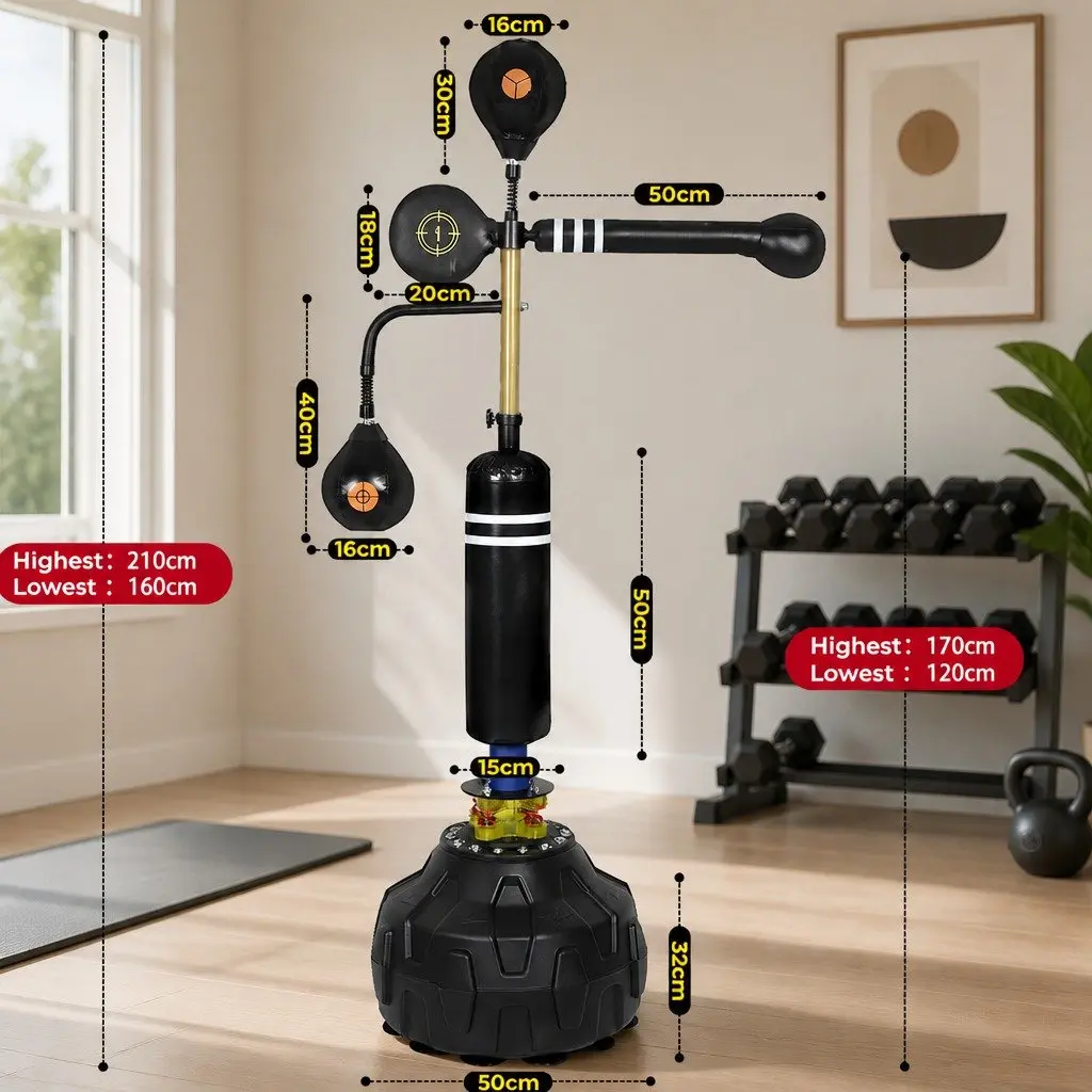 Boxing Speed Ball Free Standing Punching Bag Adjustable Height Black