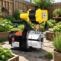 Garden Water Pump 1500W High Pressure Irrigation Tank Rain Farm House Yellow
