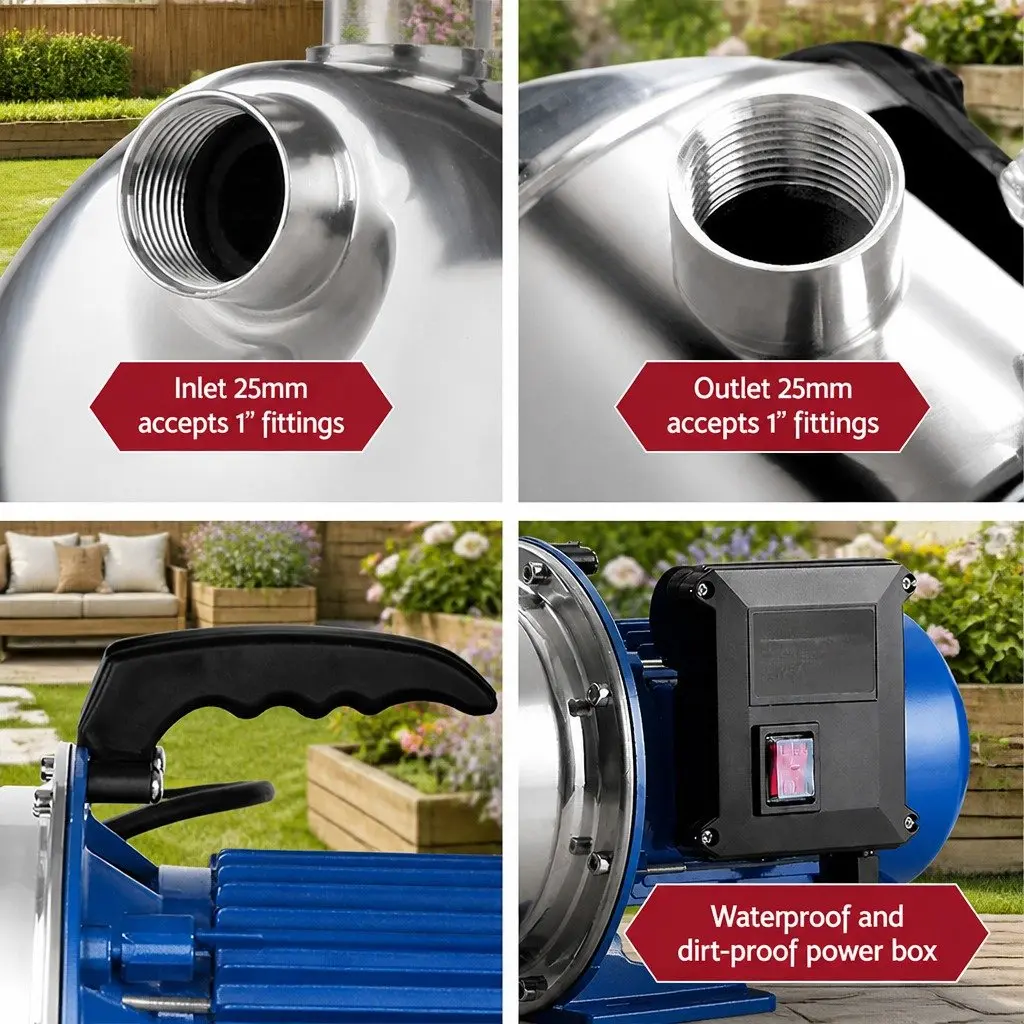Garden Water Jet Pump 1100W High Pressure Irrigation Tank Rain Farm House