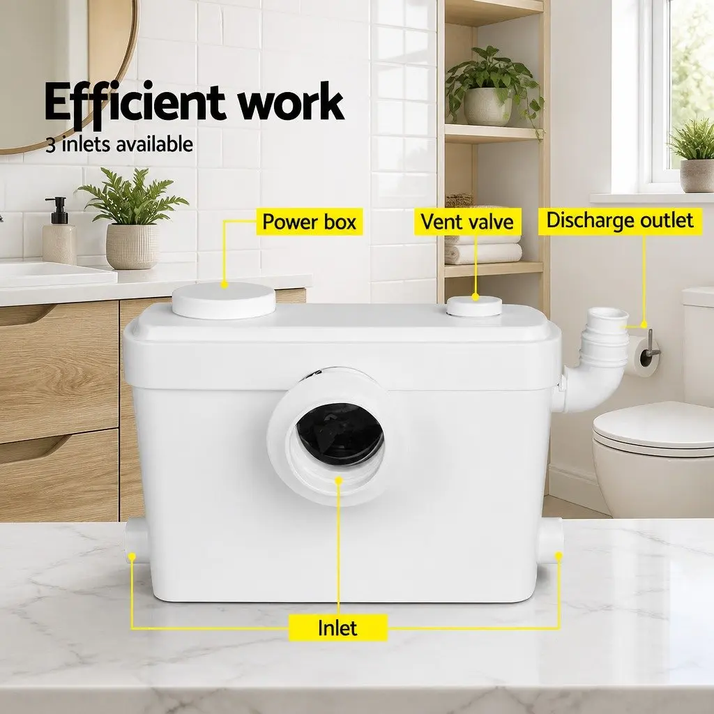 Macerator Sewerage Pump 600W Waste Water Disposal Unit Bathroom Laundry Kitchen