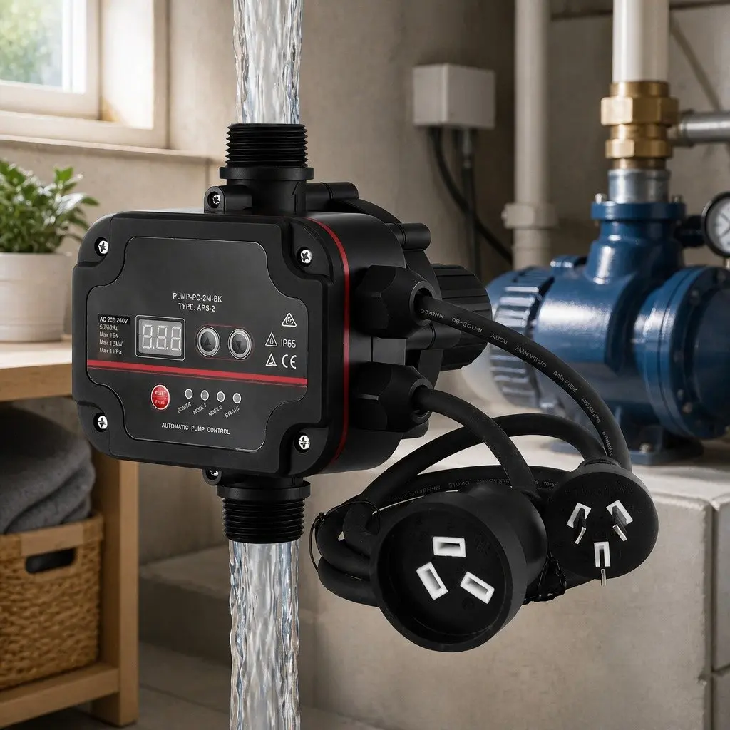 Digital Water Pump Controller Automatic Pressure Switch 16A 1.5kW Black