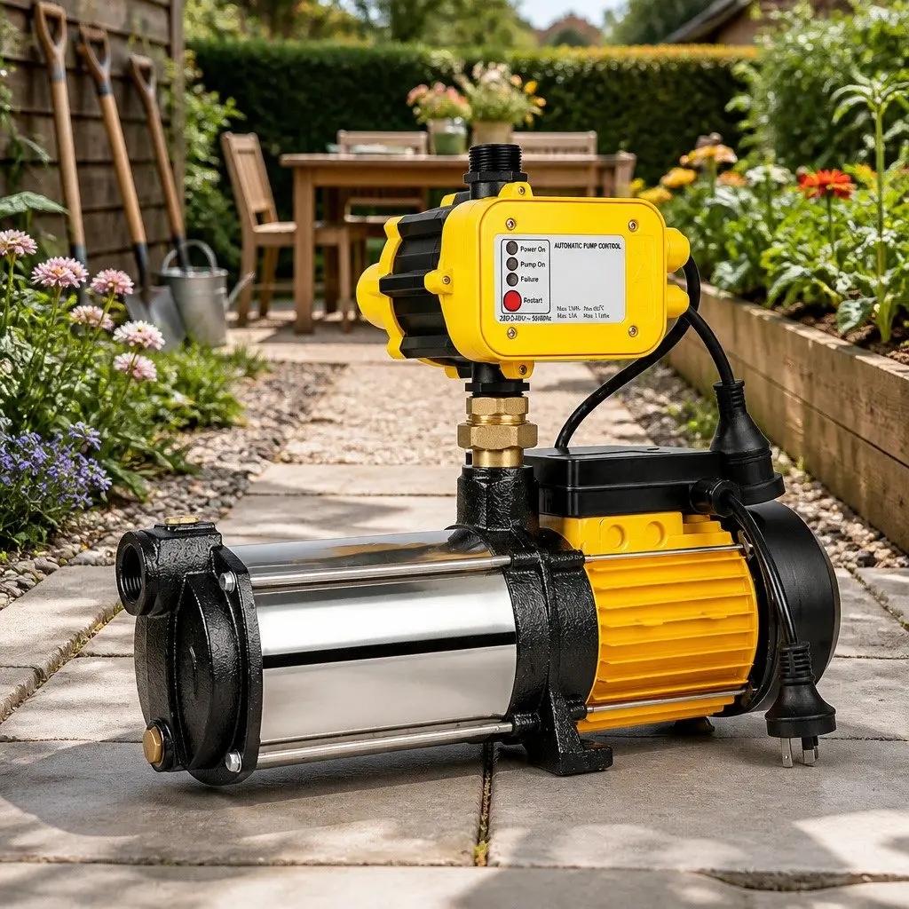 Irrigation Pump 4-Stage Automatic 2000W Self-Priming Stainless Steel Yellow