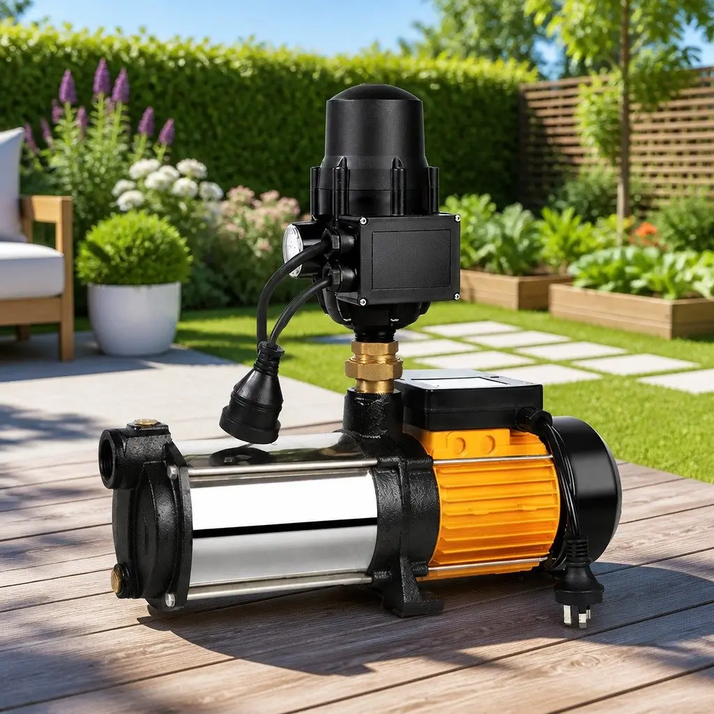 5-Stage Water Pump 2500W Max Pressure Stainless Steel Black Garden Irrigation Booster