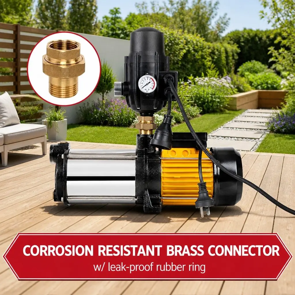 5-Stage Water Pump 2500W Max Pressure Stainless Steel Black Garden Irrigation Booster