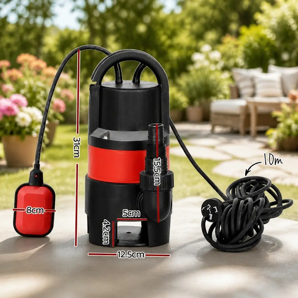 Submersible Pump 550W Heavy-duty Oil-cooled Electric Motor Portable Red