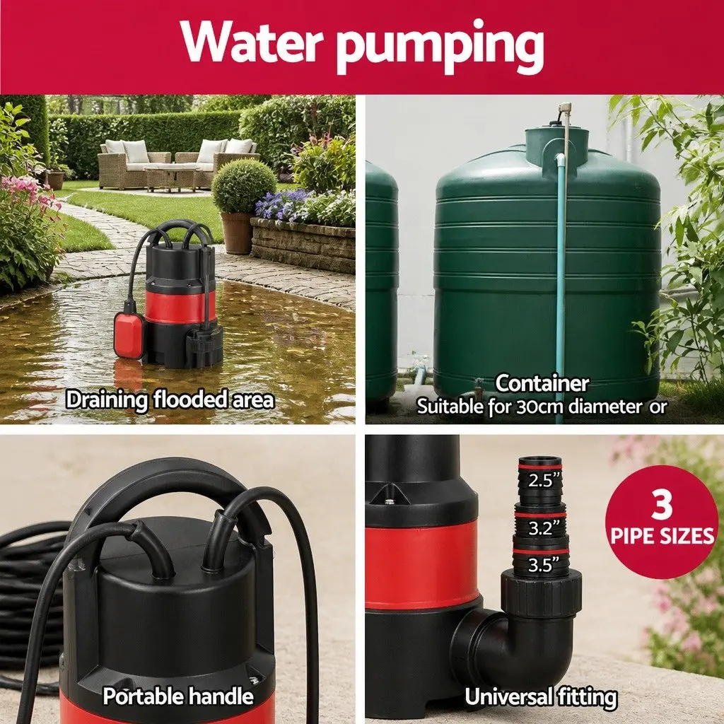 Submersible Pump 550W Heavy-duty Oil-cooled Electric Motor Portable Red