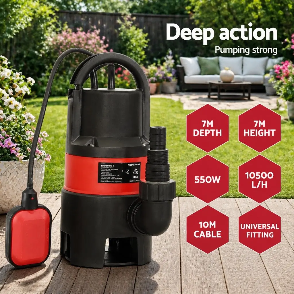 Submersible Pump 550W Heavy-duty Oil-cooled Electric Motor Portable Red
