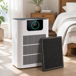 Pet Air Purifier H12 HEPA Filter Cleaner Double Sided Intake PM2.5 Display White