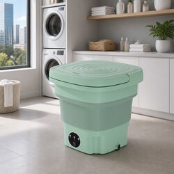 Portable Folding Washing Machine 8L Capacity Lightweight Travel Laundry Green