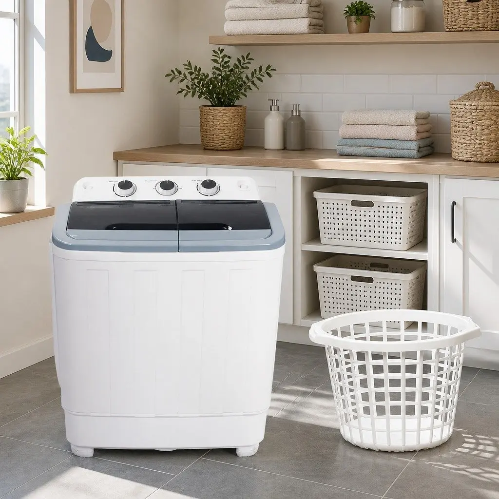 Portable Washing Machine Twin Tub 4.6kg Compact Lightweight White