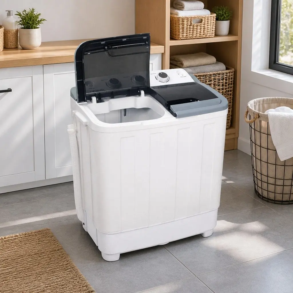 Portable Washing Machine Twin Tub 4.6kg Compact Lightweight White