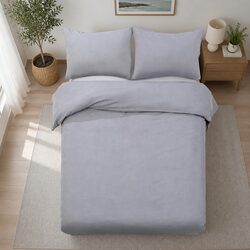 King Quilt Cover Set 3-Piece Bedding Pinch Pleated Grey Bedroom Duvet Pillows